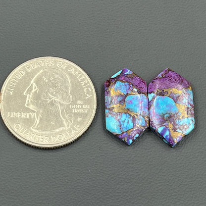 Kingman Purple Turquoise Mohave- Matching Pairs - Hexagon