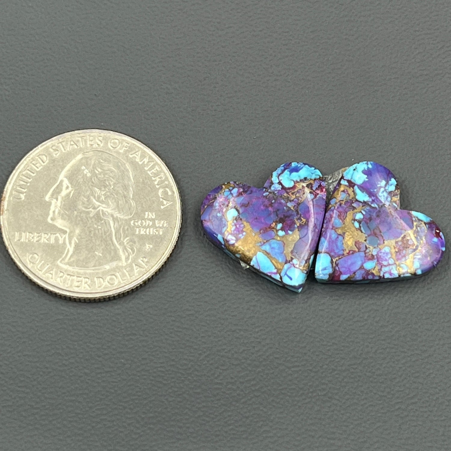 Kingman Purple Turquoise Mohave- Matching Pairs - Heart