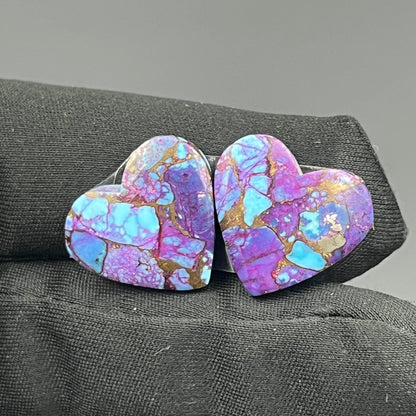 Kingman Purple Turquoise Mohave- Matching Pairs - Heart