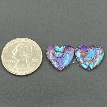Kingman Purple Turquoise Mohave- Matching Pairs - Heart