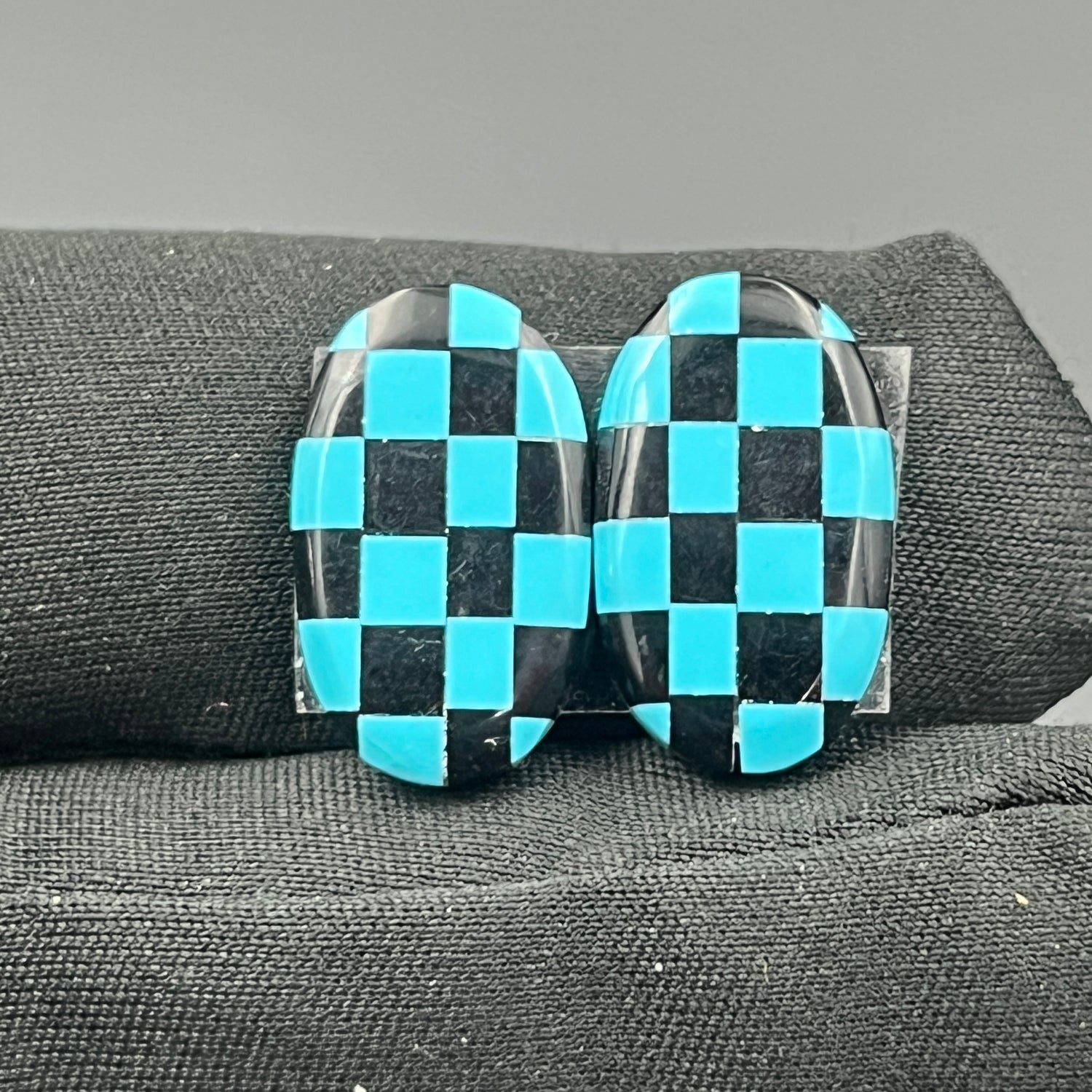 Blue & Black Checker Board- Matching Pairs - Oval