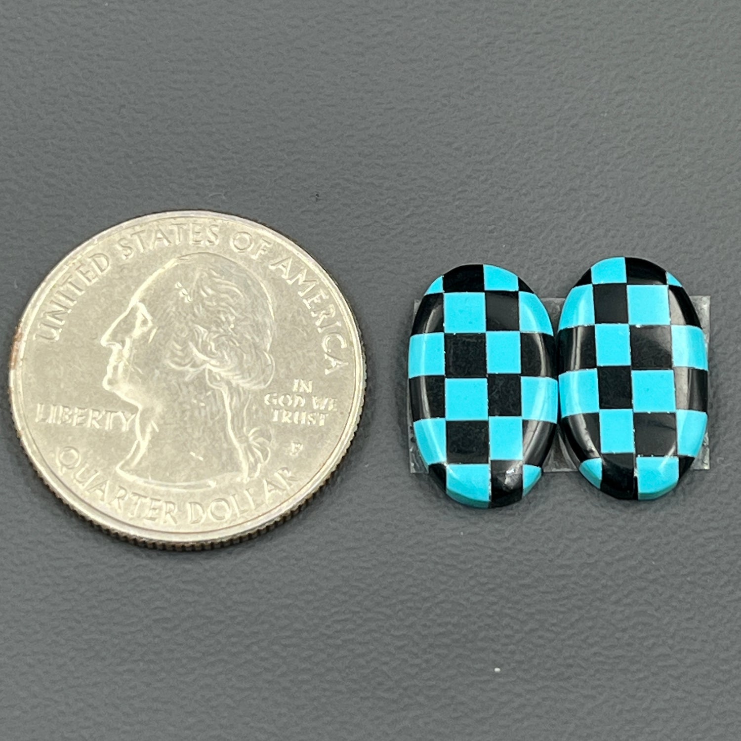 Blue & Black Checker Board- Matching Pairs - Oval