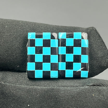 Blue & Black Checker Board- Matching Pairs - Baguette