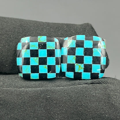 Blue & Black Checker Board- Matching Pairs - Cushion