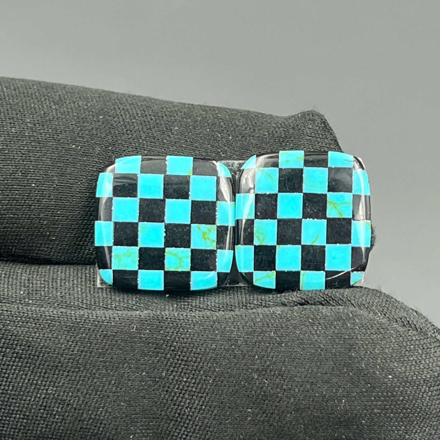 Blue & Black Checker Board- Matching Pairs - Cushion