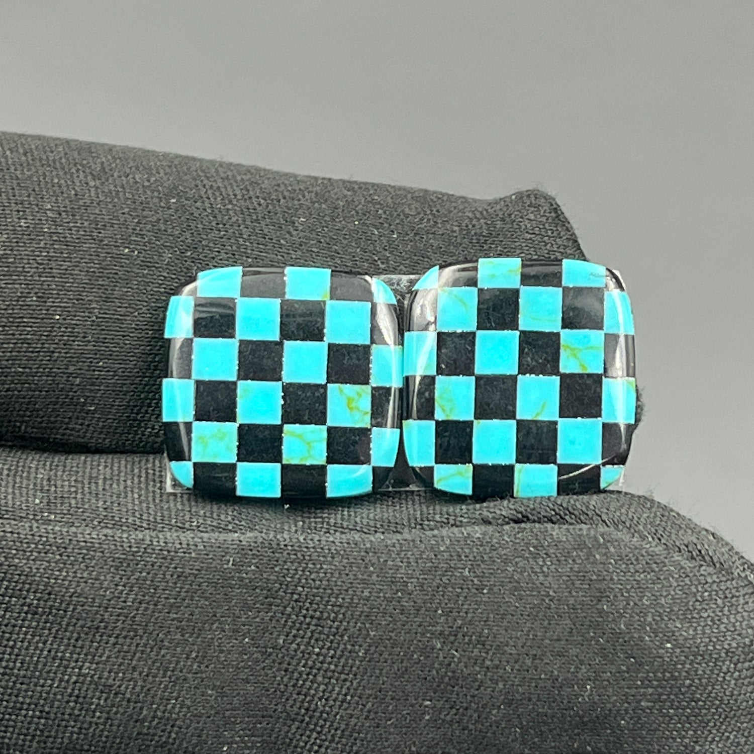 Blue & Black Checker Board- Matching Pairs - Cushion
