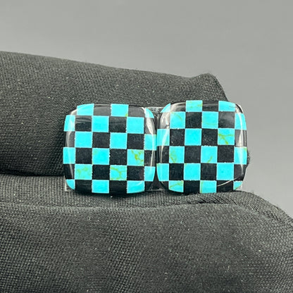 Blue & Black Checker Board- Matching Pairs - Cushion