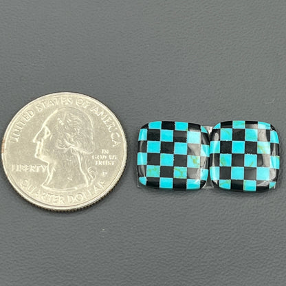 Blue & Black Checker Board- Matching Pairs - Cushion