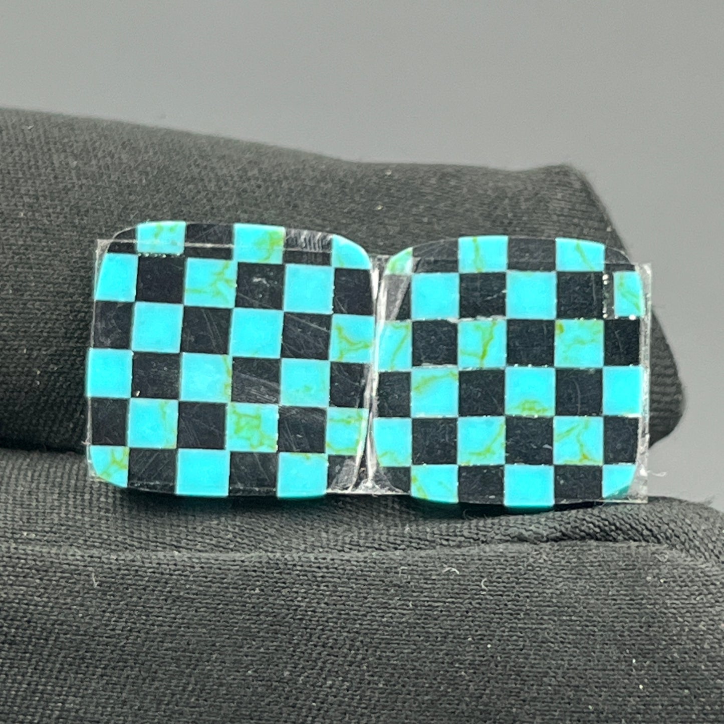 Blue & Black Checker Board- Matching Pairs - Cushion