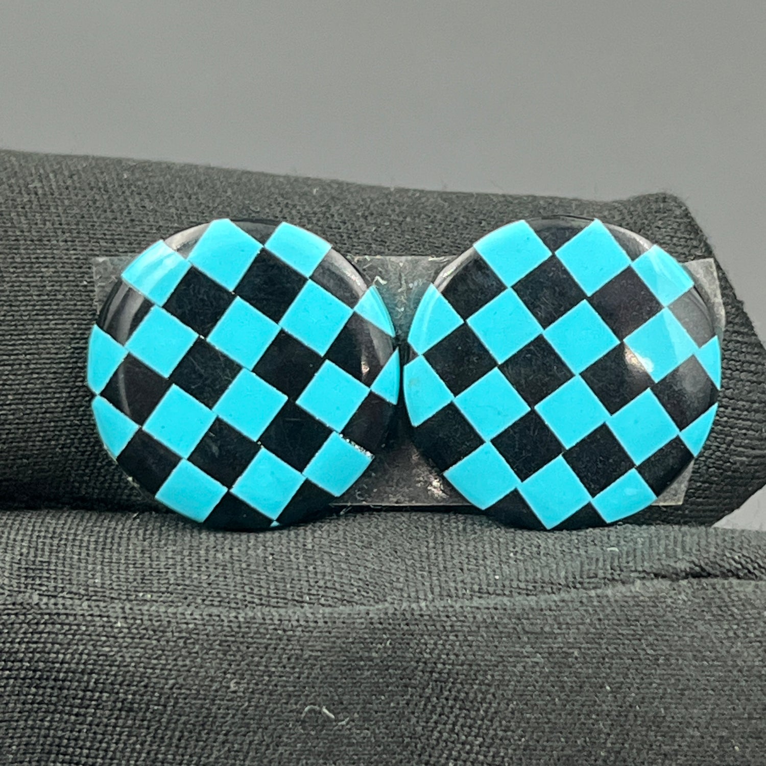 Blue & Black Checker Board- Matching Pairs - Round