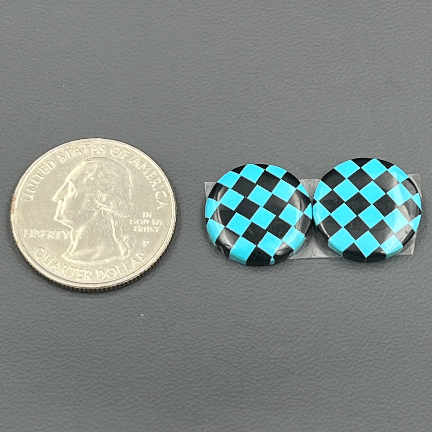 Blue & Black Checker Board- Matching Pairs - Round