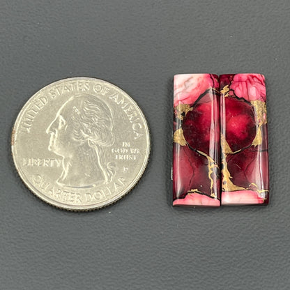 Kingman Red Rose Dahlia - Matching Pairs - Baguette
