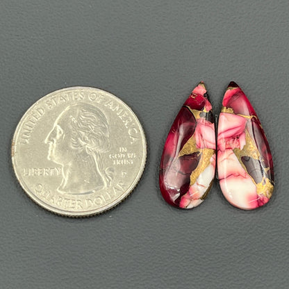 Kingman Red Rose Dahlia - Matching Pairs - Teardrop