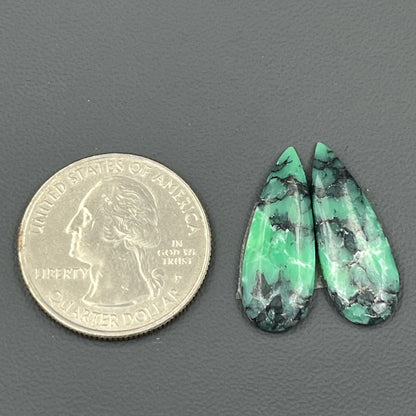 Black Bridge Variscite - Matching Pairs - Teardrop