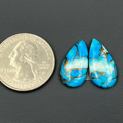 Kingman Ice Blue Dahlia - Matching Pairs - Teardrop