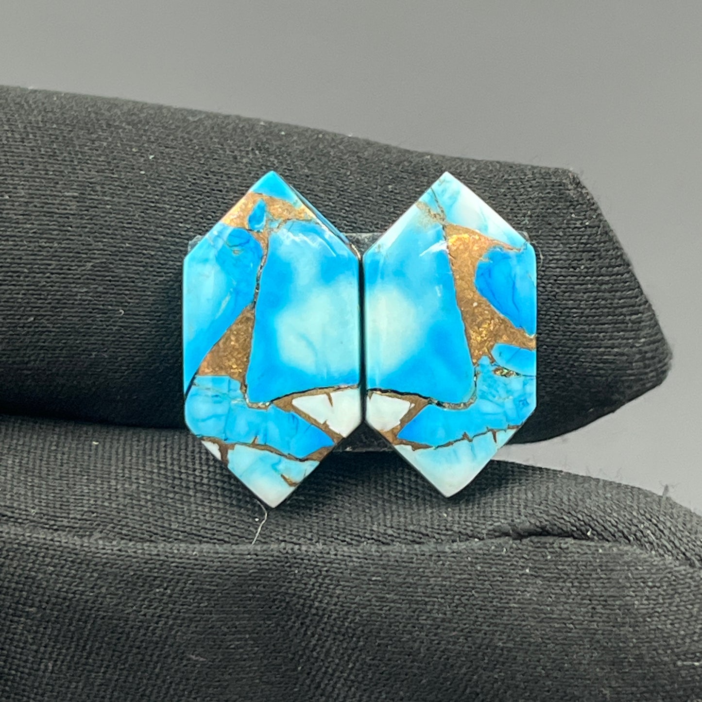 Kingman Ice Blue Dahlia - Matching Pairs - Hexagon