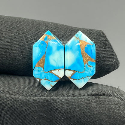 Kingman Ice Blue Dahlia - Matching Pairs - Hexagon