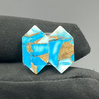 Kingman Ice Blue Dahlia - Matching Pairs - Hexagon