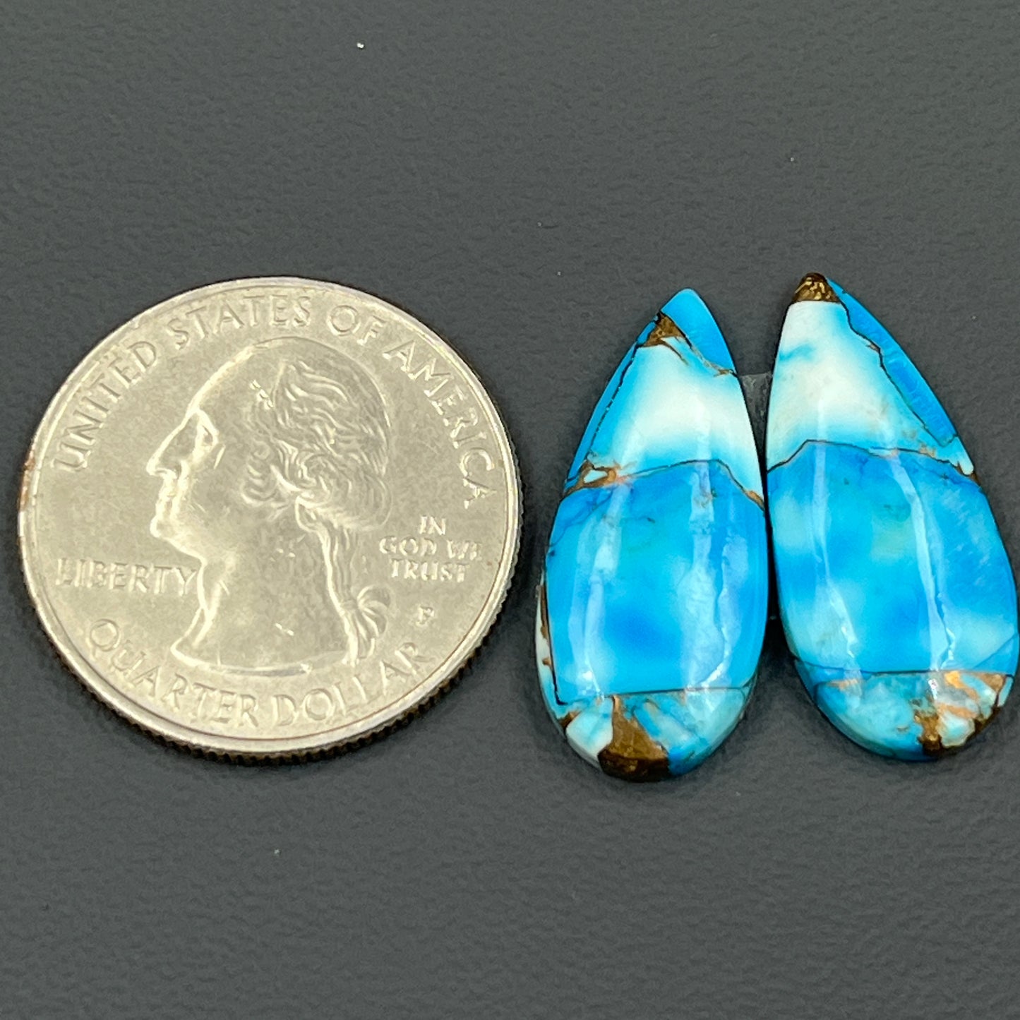 Kingman Ice Blue Dahlia - Matching Pairs - Teardrop