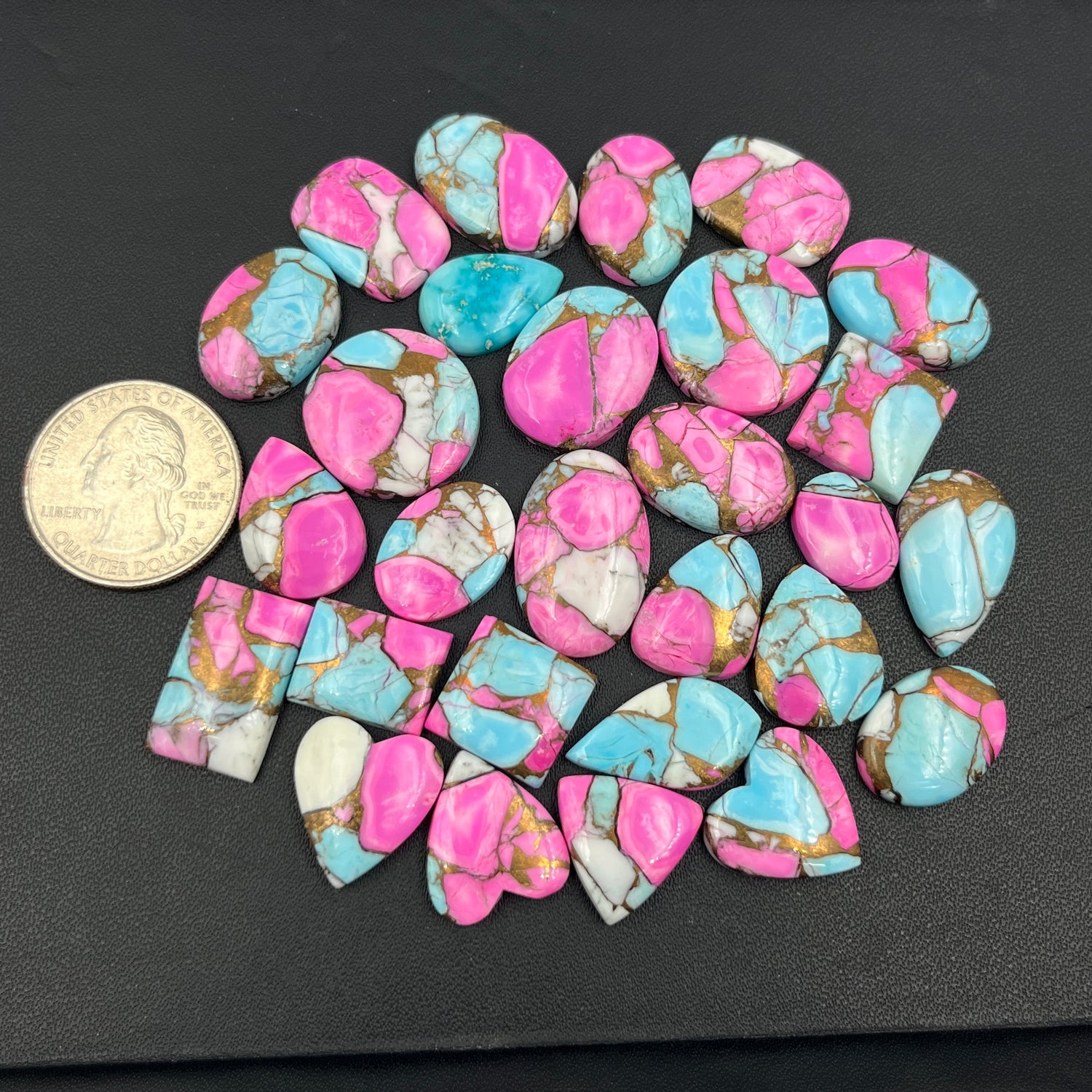 Cotton Candy Dahlia - Loose Cabs - Wholesale Lot - 28 Pcs