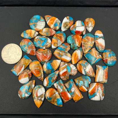 Kingman Spiny Oyster Mohave - Loose Cabs - Wholesale Lot - 33 Pcs