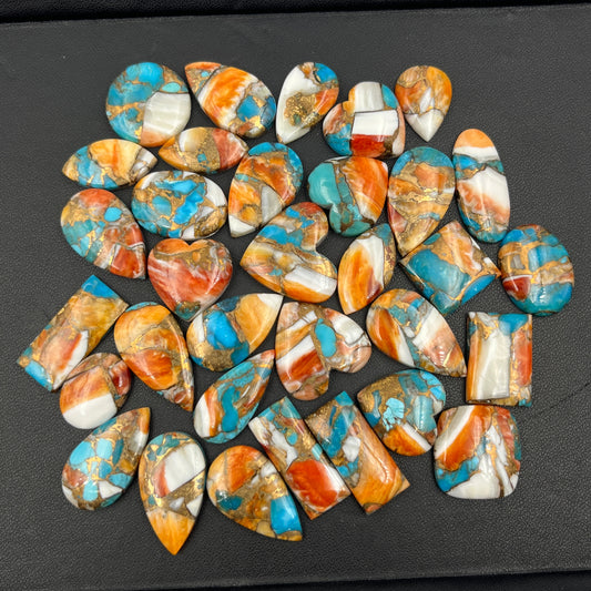 Kingman Spiny Oyster Mohave - Loose Cabs - Wholesale Lot - 33 Pcs
