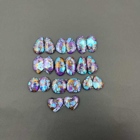 Kingman Purple Turquoise Mohave - Matching Pairs - Wholesale Lot - 10 Pairs