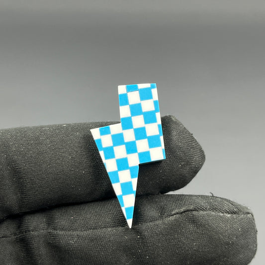 Blue & White Checker Board Cabochon - Thunderbolt