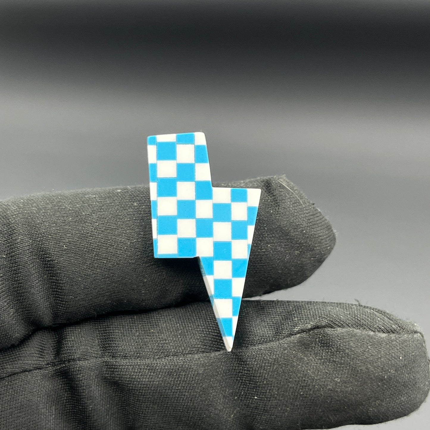 Blue & White Checker Board Cabochon - Thunderbolt