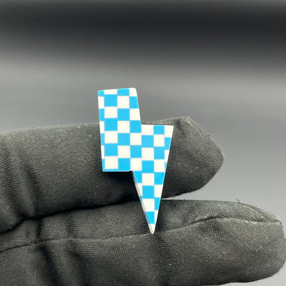 Blue & White Checker Board Cabochon - Thunderbolt