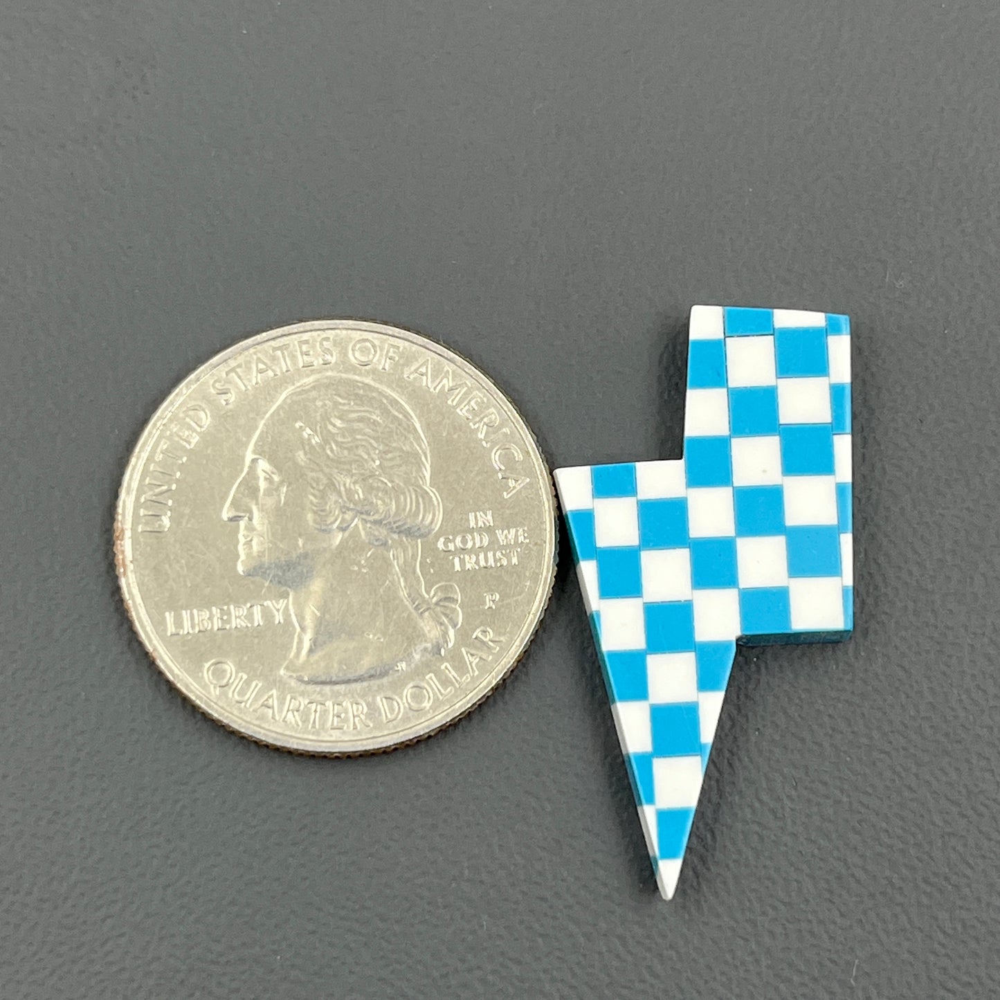 Blue & White Checker Board Cabochon - Thunderbolt