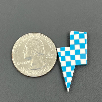 Blue & White Checker Board Cabochon - Thunderbolt