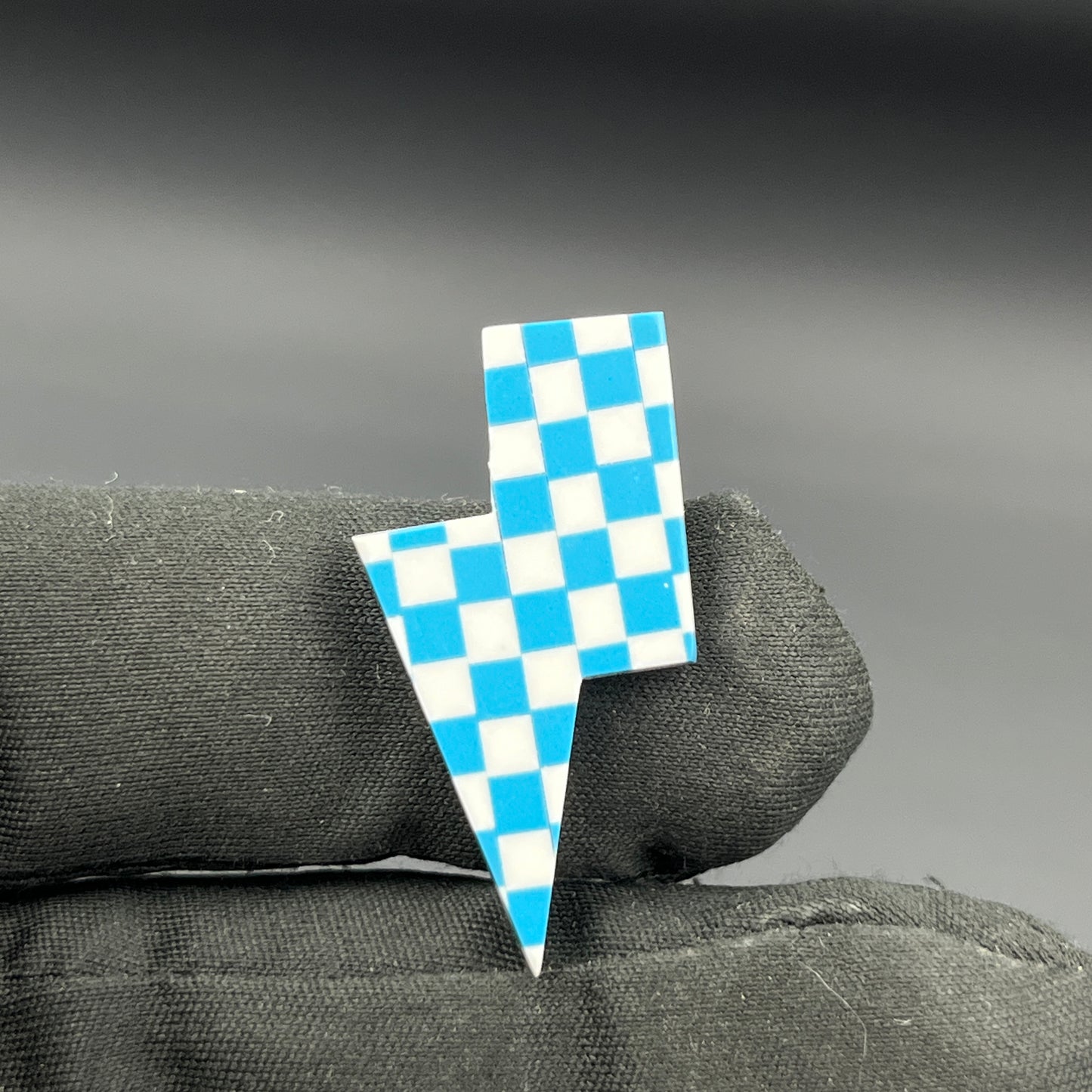 Blue & White Checker Board Cabochon - Thunderbolt
