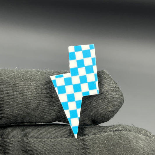 Blue & White Checker Board Cabochon - Thunderbolt