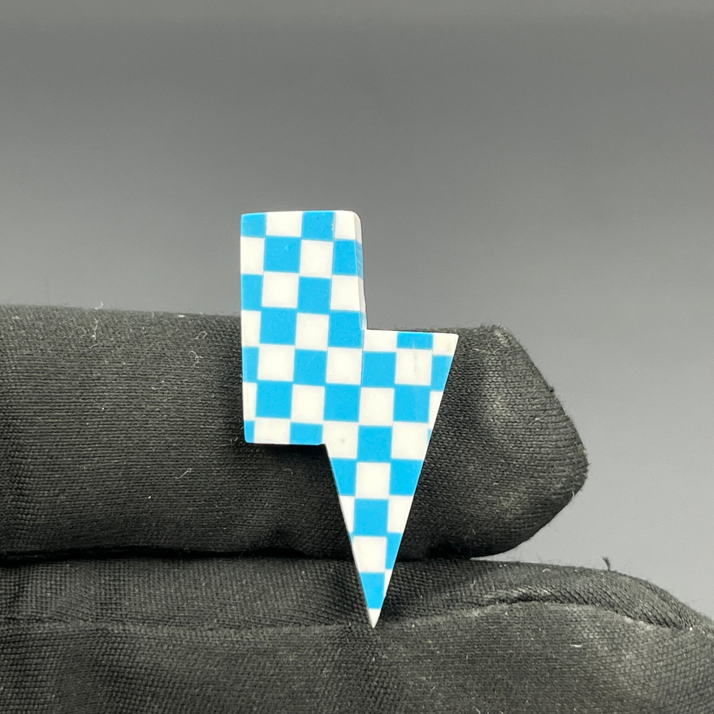 Blue & White Checker Board Cabochon - Thunderbolt