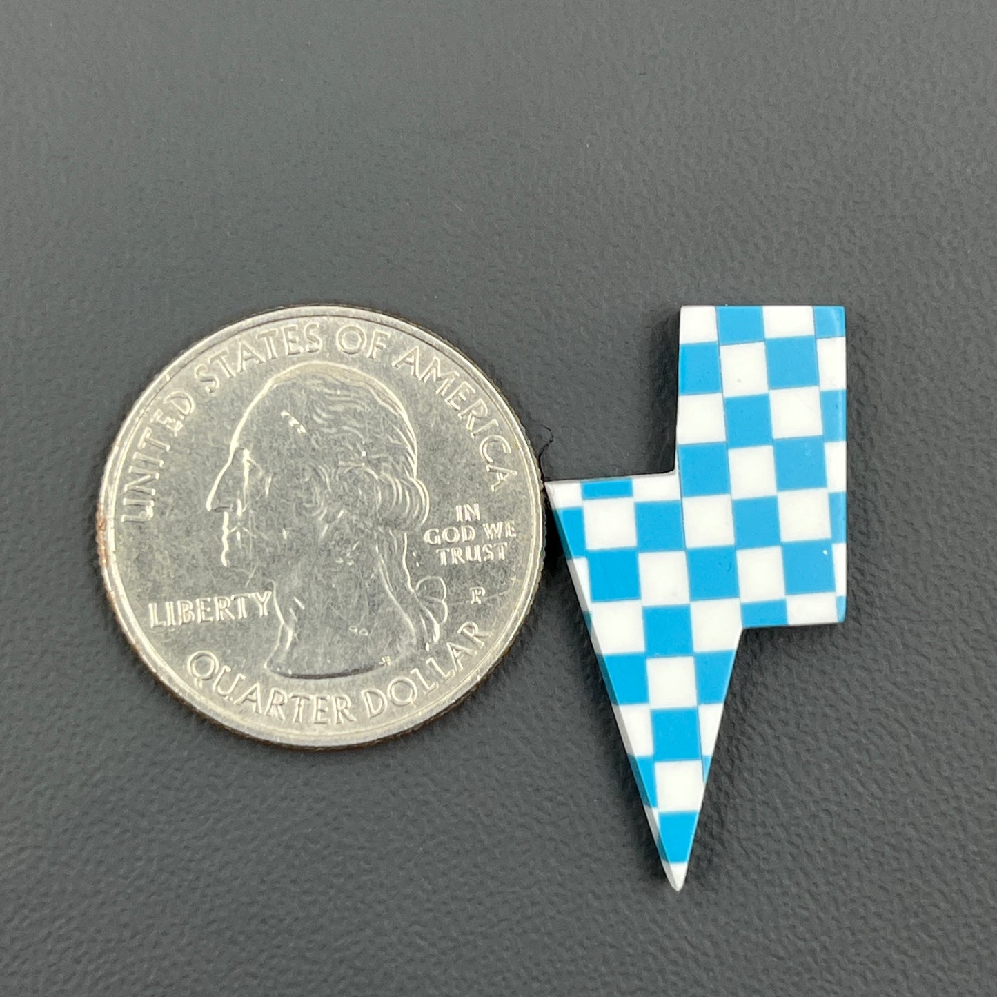 Blue & White Checker Board Cabochon - Thunderbolt