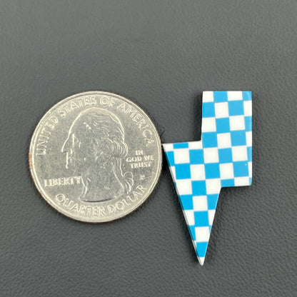 Blue & White Checker Board Cabochon - Thunderbolt