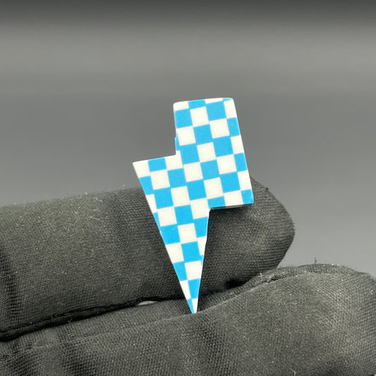 Blue & White Checker Board Cabochon - Thunderbolt