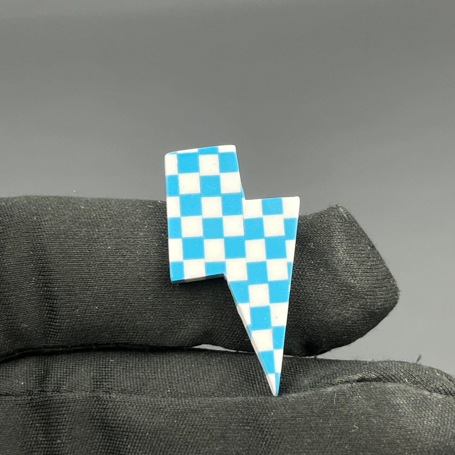 Blue & White Checker Board Cabochon - Thunderbolt