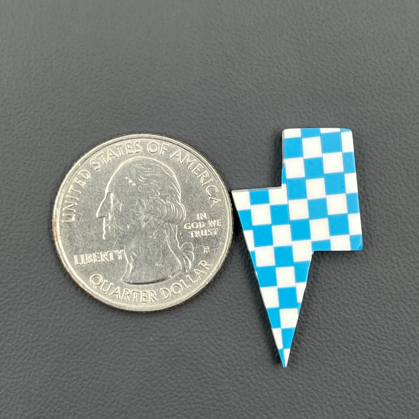 Blue & White Checker Board Cabochon - Thunderbolt