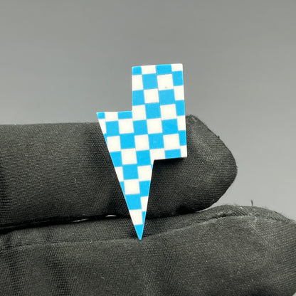Blue & White Checker Board Cabochon - Thunderbolt