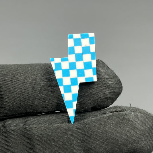Blue & White Checker Board Cabochon - Thunderbolt