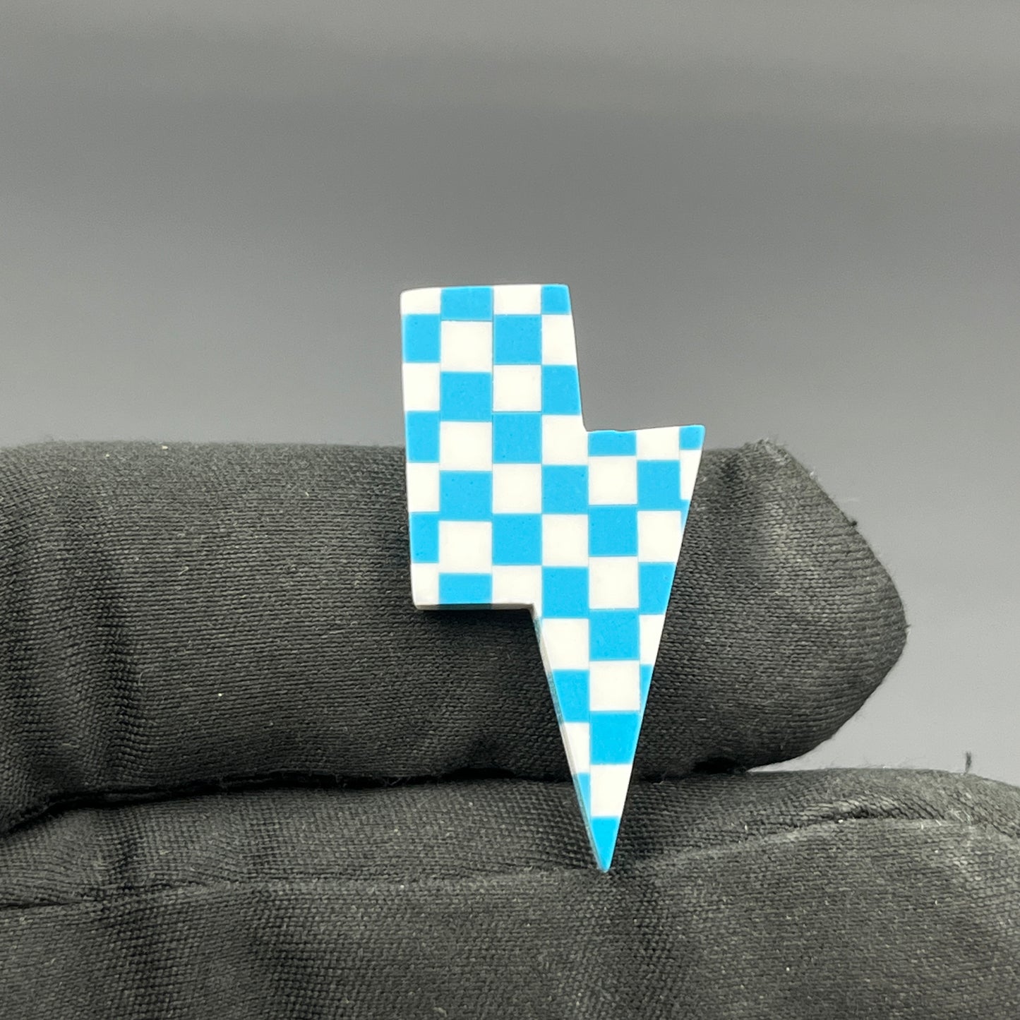 Blue & White Checker Board Cabochon - Thunderbolt