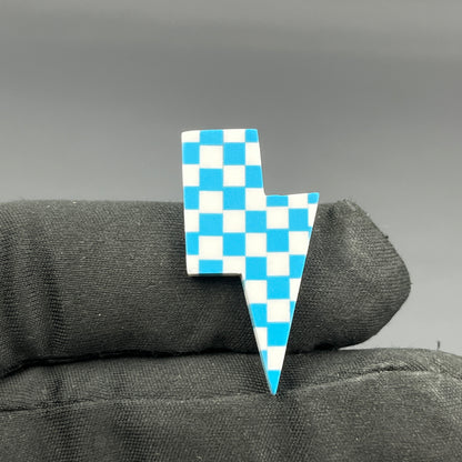 Blue & White Checker Board Cabochon - Thunderbolt
