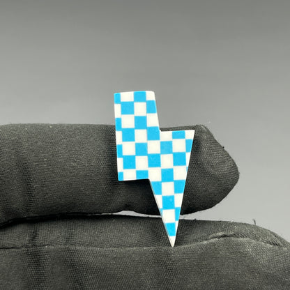 Blue & White Checker Board Cabochon - Thunderbolt