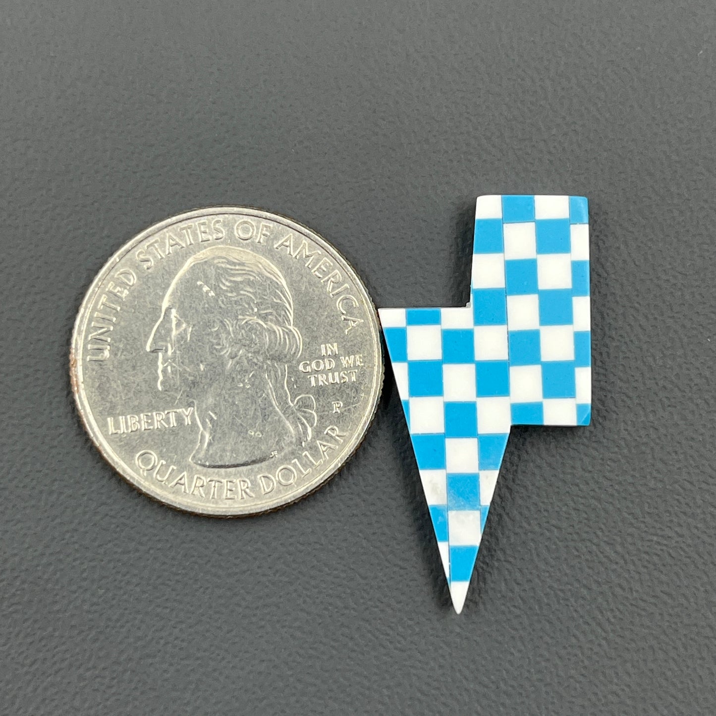 Blue & White Checker Board Cabochon - Thunderbolt