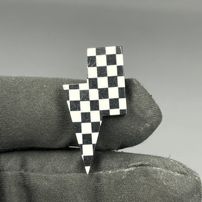 Black & White Checker Board Cabochon - Thunderbolt