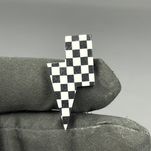 Black & White Checker Board Cabochon - Thunderbolt
