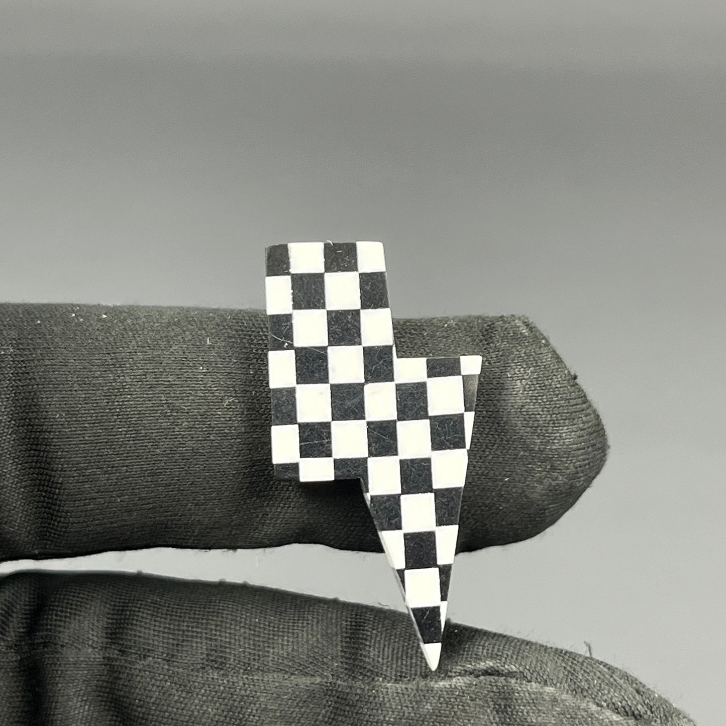 Black & White Checker Board Cabochon - Thunderbolt