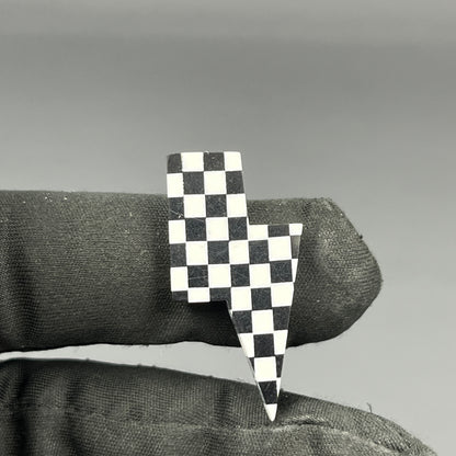 Black & White Checker Board Cabochon - Thunderbolt
